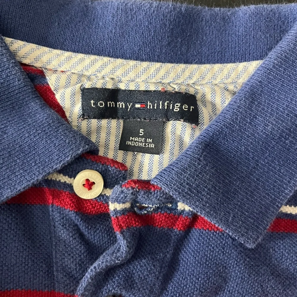 Tommy Hilfiger Kids Polo Shirt - Red and Blue Stripes - Picture 3 of 3